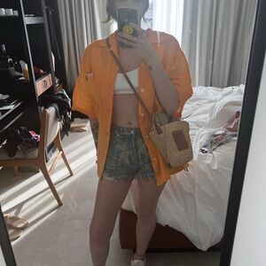 Loewe Linen Orange Button-Up Shirt